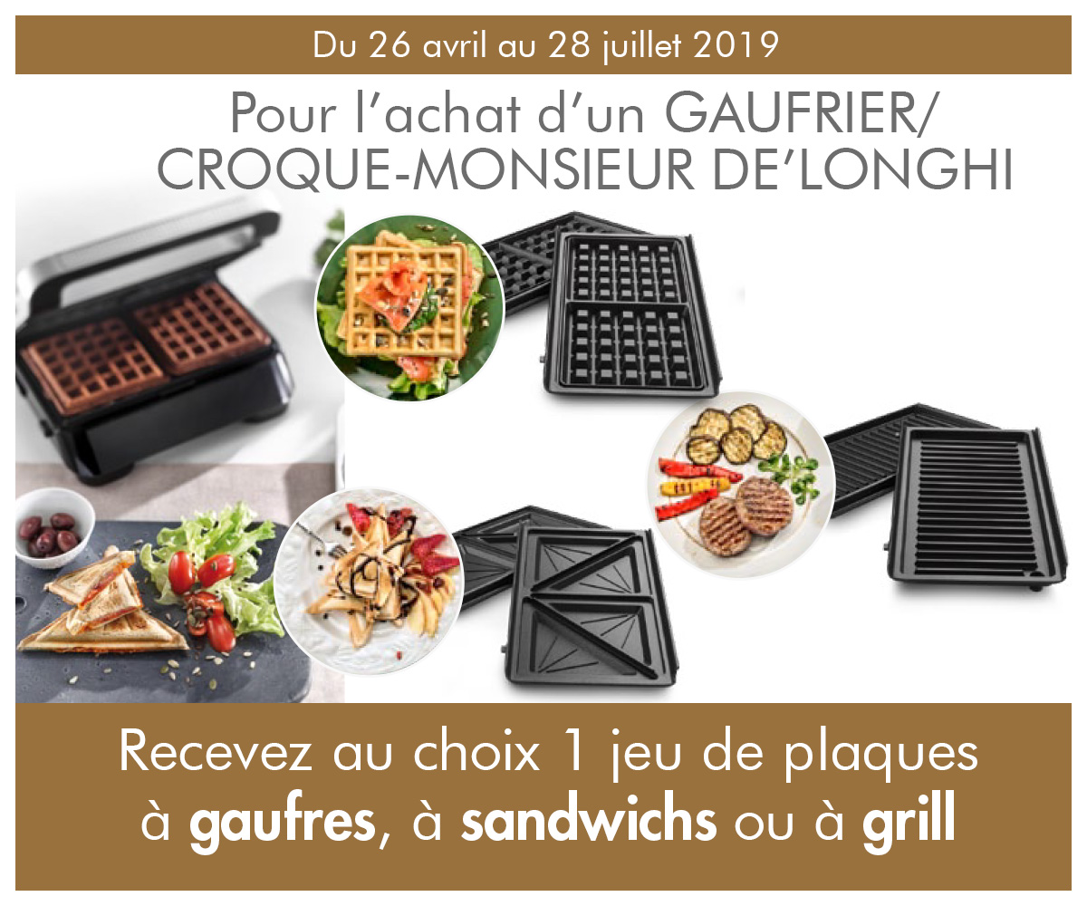 Recevez un jeu de plaques pour l’achat d’un gaufrier/croque-monsieur Recevez un jeu de plaques pour l’achat d’un gaufrier/croque-monsieur