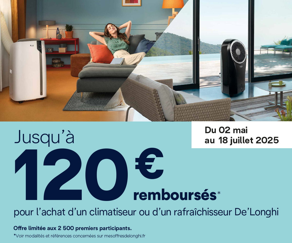 Offre climatiseur et rafraîchisseur : jusqu'à 120 € remboursés Offre climatiseur et rafraîchisseur : jusqu'à 120 € remboursés